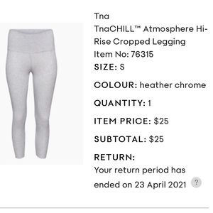 2/20$ TNA chill cropped gray legging small